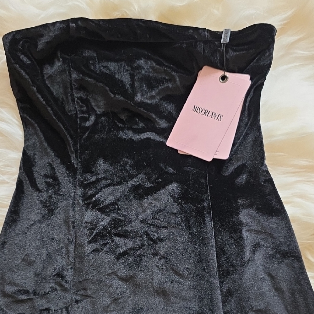 Miscreants Black Strapless Velvet Dress